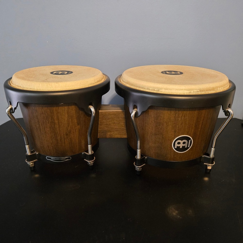 Meinl Headliner Range Wood Bongo Set Brown Matte Black Hardware HB50BK